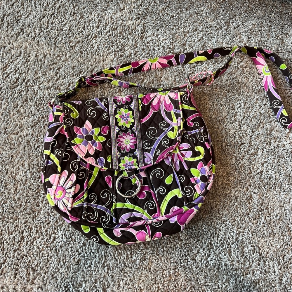 Vera Bradley Pink and Green Floral Crossbody Bag